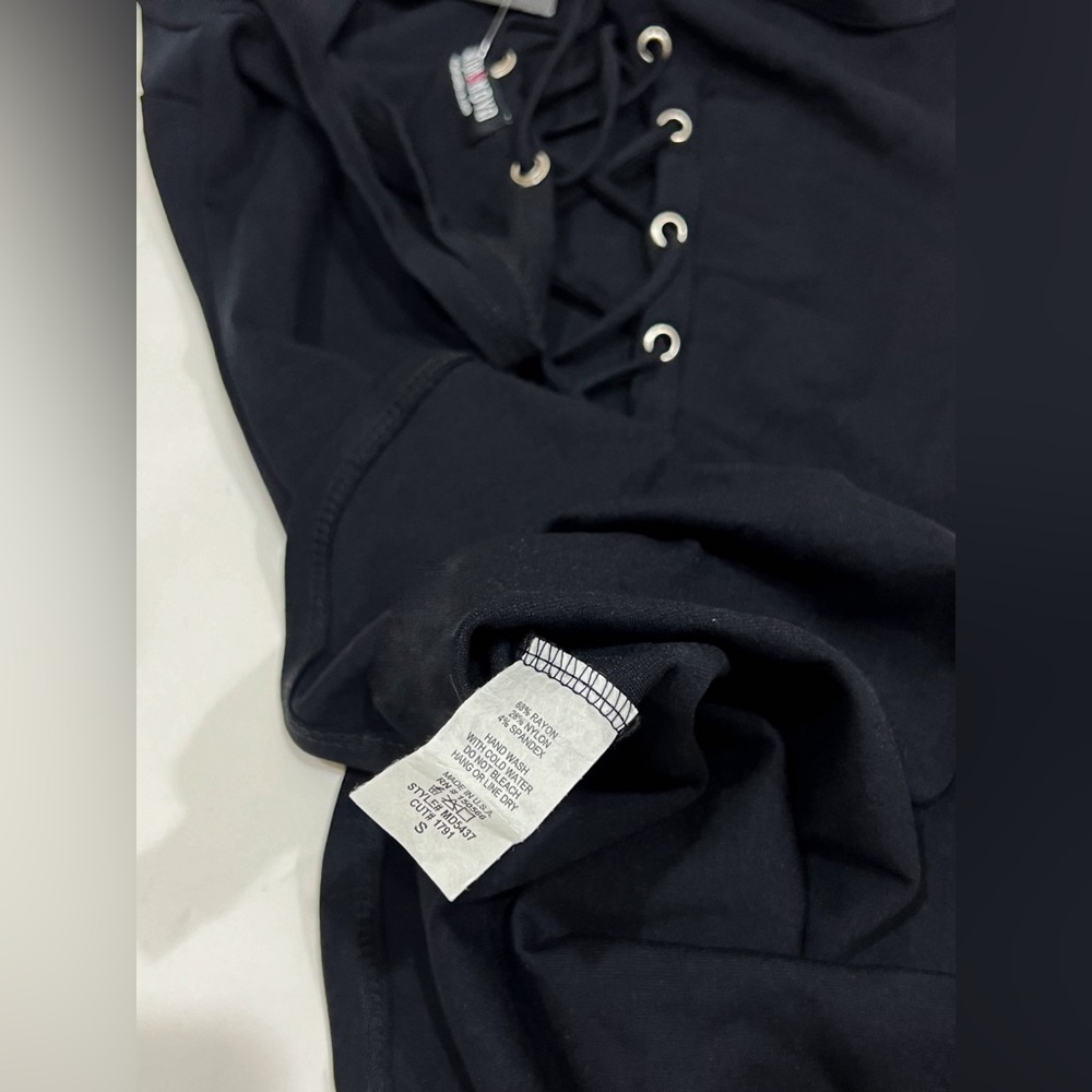 NWT Fashion Nova Black Lace Up Dress - Picture 3 of 6